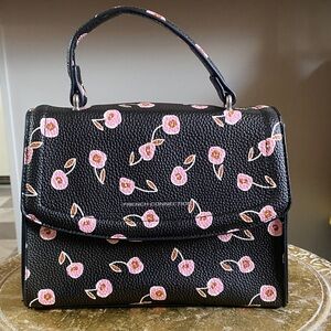 French Connection Black Mini Bag with Pink Floral Design